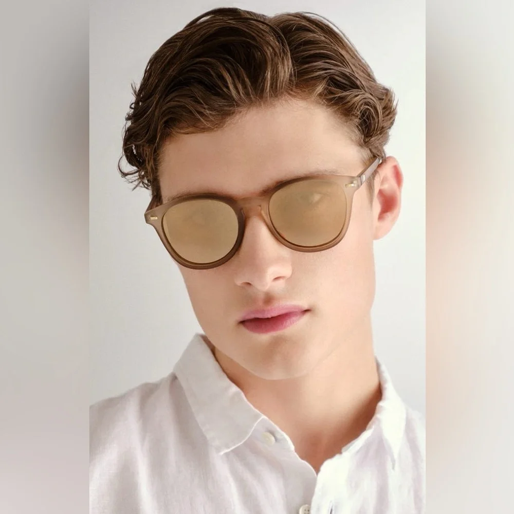 LE SPECS Bandwagon NEW Sunglasses Matte Stone Frame With Copper Mirror Lens NEW